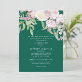 Elegant roze Rose en Eucalyptus Emerald Green Kaart (Staand voorkant)
