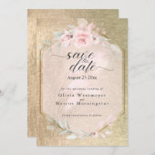 Elegant roze Rose en Gold Save the Date Kaart (Voorkant / Achterkant)