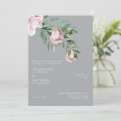 Elegant roze Rose en grijs geen ouders bruiloft Kaart (Staand voorkant)