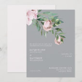 Elegant roze Rose en grijs geen ouders bruiloft Kaart (Voorkant / Achterkant)