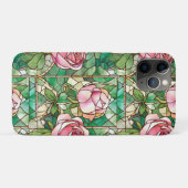 Elegant Roze Rose Faux Glas in lood Pattern Case-Mate iPhone Case (Achterkant (horizontaal))