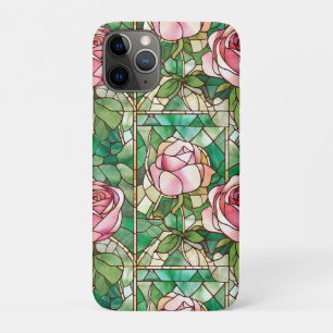 Elegant Roze Rose Faux Glas in lood Pattern Case-Mate iPhone Case