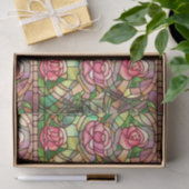 Elegant Roze Rose Faux Glas in lood Pattern Tissuepapier (Geschenk)