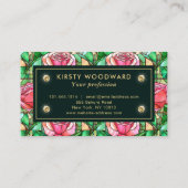 Elegant Roze Rose Faux Glas in lood Pattern Visitekaartje (Achterkant)