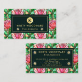 Elegant Roze Rose Faux Glas in lood Pattern Visitekaartje (Voorkant / Achterkant)