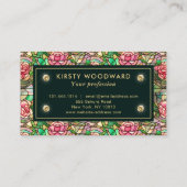 Elegant Roze Rose Faux Glas in lood Pattern Visitekaartje (Achterkant)