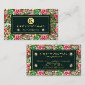 Elegant Roze Rose Faux Glas in lood Pattern Visitekaartje (Voorkant / Achterkant)