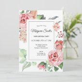 Elegant roze Rose Floral 100e verjaardag Kaart (Staand voorkant)