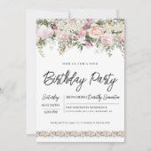 Elegant roze Rose Floral 80th Birthday Kaart (Voorkant)