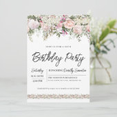 Elegant roze Rose Floral 80th Birthday Kaart (Staand voorkant)