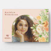 Elegant roze Rose Floral Arch Foto Afstuderen Fotoplaat (voorkant)