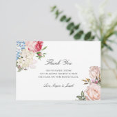 Elegant roze Rose Floral Bedankkaart (Staand voorkant)