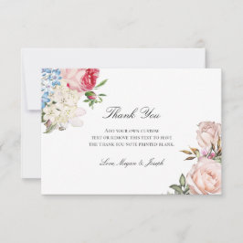 Elegant roze Rose Floral Bedankkaart