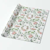Elegant roze Rose Floral Botanical Wedding Cadeaupapier (Uitgerold)