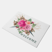 Elegant roze Rose Floral Bouquet Welkom Deurmat (Schuin)