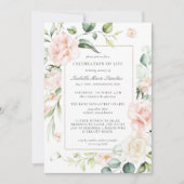 Elegant roze Rose Floral Celebration of Life Invit Kaart (Voorkant)