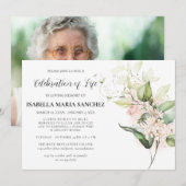 Elegant roze Rose Floral Celebration of Life Kaart (Voorkant / Achterkant)