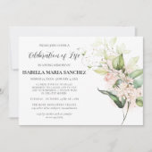 Elegant roze Rose Floral Celebration of Life Kaart (Voorkant)