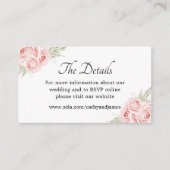 Elegant roze Rose Floral - Details bruiloft Informatiekaartje (Voorkant)