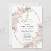 Elegant roze Rose Floral First Community Invitatio Kaart (Voorkant)