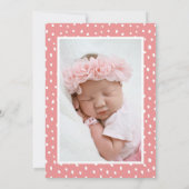 Elegant roze Rose Floral Foto Baby geboorte Aankondiging (Achterkant)