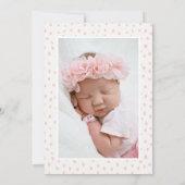 Elegant roze Rose Floral Foto Baby geboorte Aankondiging (Achterkant)