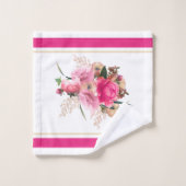 Elegant roze Rose Floral Gold Bouquet Bad Handdoek (Wasdoekje)
