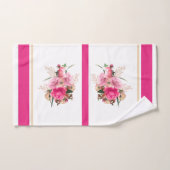 Elegant roze Rose Floral Gold Bouquet Bad Handdoek (Handdoek)