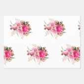 Elegant roze Rose Floral Gold Bouquet Inpakpapier Vel (Voorkant)
