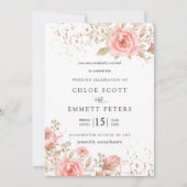 Elegant roze Rose Floral Gold Leaves Kaart (Voorkant)