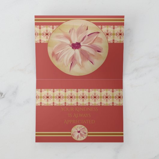 Elegant roze Rose Floral Hartelijk dank Bedankkaart (Binnen)