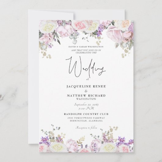 Elegant roze Rose Floral Kaart (Voorkant)