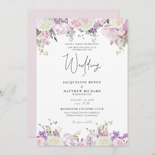 Elegant roze Rose Floral Kaart (Voorkant / Achterkant)