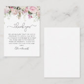 Elegant roze Rose Floral Weddenschap Bedankt Plaatskaartje (Voorkant / Achterkant)