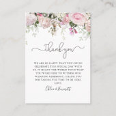 Elegant roze Rose Floral Weddenschap Bedankt Plaatskaartje (Voorkant)