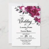 Elegant roze Rose Floral Wedding Kaart (Voorkant)