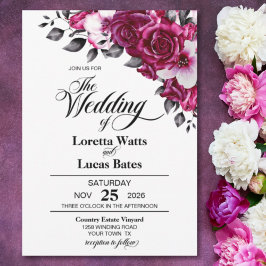 Elegant roze Rose Floral Wedding Kaart