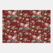 Elegant roze Rose Floral-White, Black & Ruby BG Inpakpapier Vel (Voorkant 3)