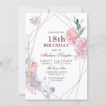 Elegant roze Rose Geometric 18th Birthday Party Kaart<br><div class="desc">Elegant roze Rose Geometric 18th Birthday Party Invitation Zie passend collectie in store</div>