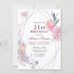 Elegant roze Rose Geometric 21st Birthday Party Kaart<br><div class="desc">Elegant roze Rose Geometric 21st Birthday Party Invitation Zie passend collectie in store</div>