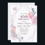 Elegant roze Rose Geometric 40th Birthday Party Kaart<br><div class="desc">Elegant roze Rose Geometric 40th Birthday Party Invitation Zie passend collectie in store</div>