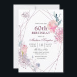 Elegant roze Rose Geometric 60th Birthday Party Kaart<br><div class="desc">Elegant roze Rose Geometric 60th Birthday Party Invitation Zie passend collectie in store</div>