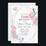 Elegant roze Rose Geometric 70th Birthday Party Kaart<br><div class="desc">Elegant roze Rose Geometric 70th Birthday Party Invitation Zie passend collectie in store</div>