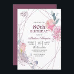 Elegant roze Rose Geometric 80th Birthday Party Kaart<br><div class="desc">Elegant roze Rose Geometric 80th Birthday Party Invitation Zie passend collectie in store</div>
