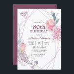Elegant roze Rose Geometric 80th Birthday Party Kaart<br><div class="desc">Elegant roze Rose Geometric 80th Birthday Party Invitation Zie passend collectie in store</div>