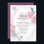 Elegant roze Rose Geometric 90th Birthday Party Kaart<br><div class="desc">Elegant roze Rose Geometric 90th Birthday Party Invitation Zie passend collectie in store</div>