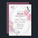 Elegant roze Rose Geometric 90th Birthday Party Kaart<br><div class="desc">Elegant roze Rose Geometric 90th Birthday Party Invitation Zie passend collectie in store</div>