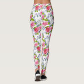 Elegant Roze Rose Girly Chic Bloemen Patroon Leggings (Achterkant)
