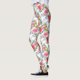 Elegant Roze Rose Girly Chic Bloemen Patroon Leggings