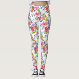 Elegant Roze Rose Girly Chic Bloemen Patroon Leggings